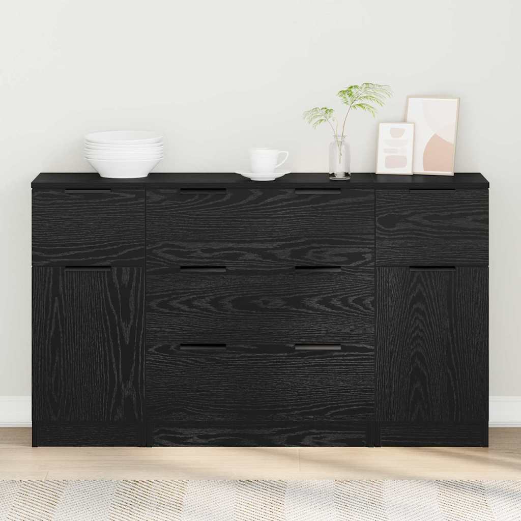 Sideboard 3 pcs Schwarze Eiche 121 x 30 x 70 cm Holzwerkstoff