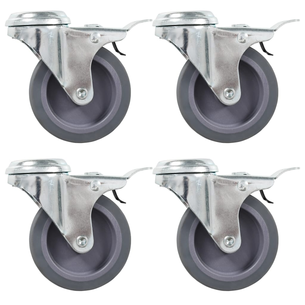 Lenkrollen mit Bolzenloch und Doppelbremsen 4 Stk. 75 mm Lenkrollen mit Bolzenloch und Doppelbremsen 4 Stk. 75 mm