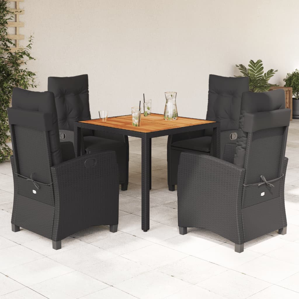 5-tlg. Garten-Essgruppe mit Kissen Schwarz Poly Rattan 5-tlg. Garten-Essgruppe mit Kissen Schwarz Poly Rattan