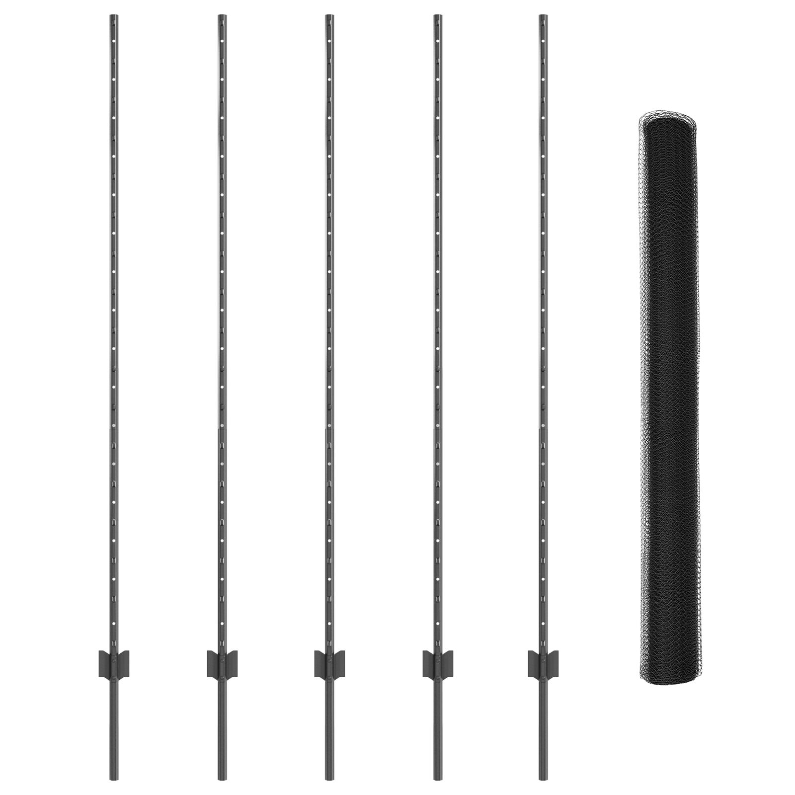 Zaunpfosten 10 Stk U-Kanal Grau 160 cm Stahl, Hexagonzaun Grau 1,6x10 m Stahl