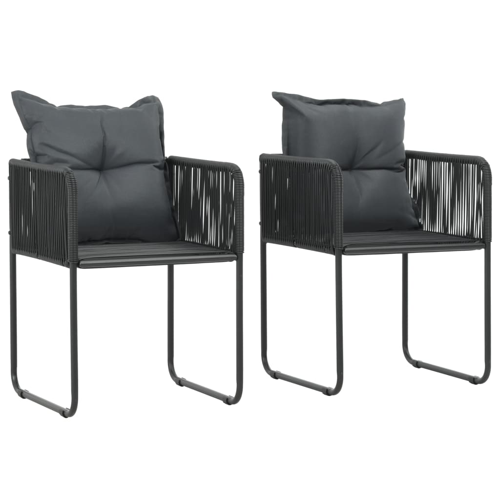 Gartenstühle 2 Stk. mit Polstern Poly Rattan Schwarz Gartenstühle 2 Stk. mit Polstern Poly Rattan Schwarz