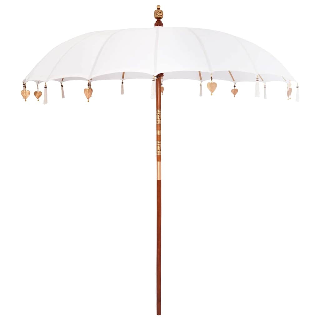 Sonnenschirm Creme x 250 cm Baumwolle und Massivholz Sonnenschirm Creme x 250 cm Baumwolle und Massivholz