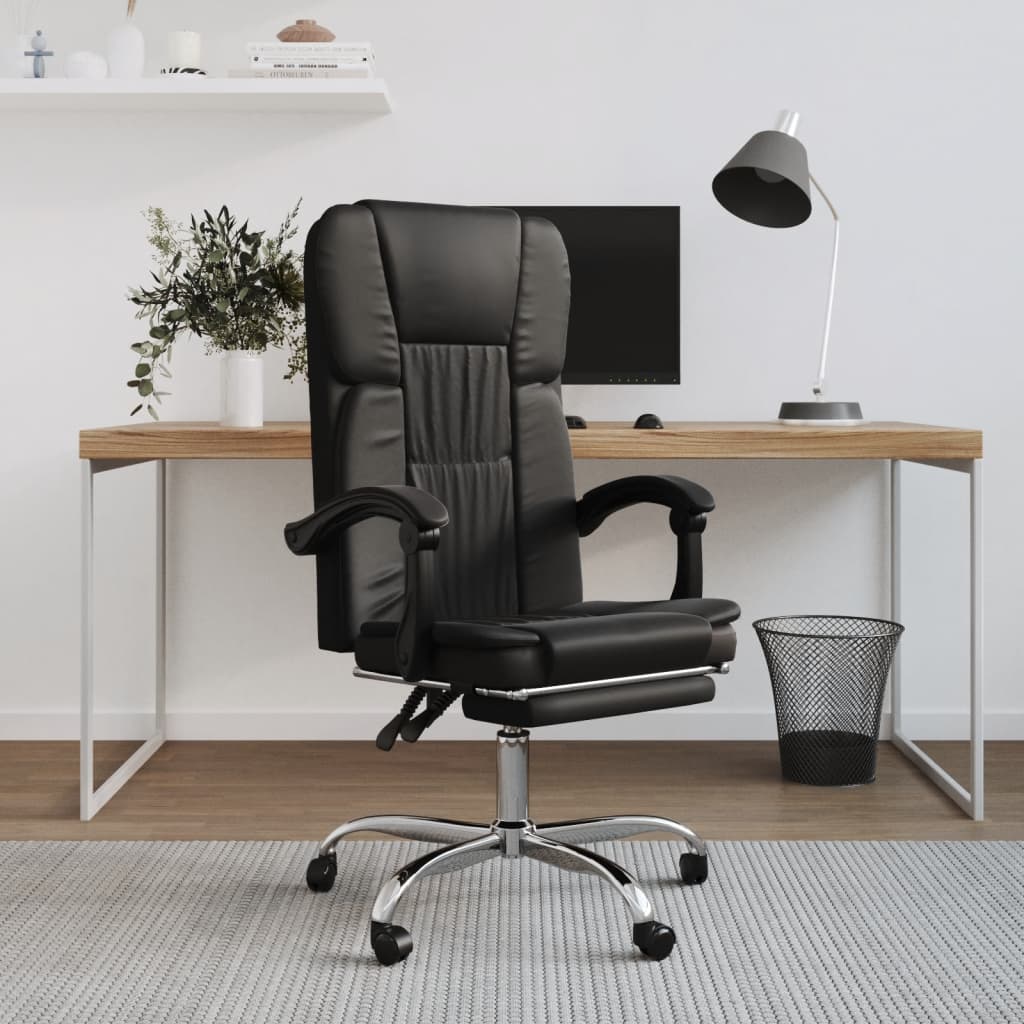 Bürostuhl mit Liegefunktion Schwarz Kunstleder Bürostuhl mit Liegefunktion Schwarz Kunstleder