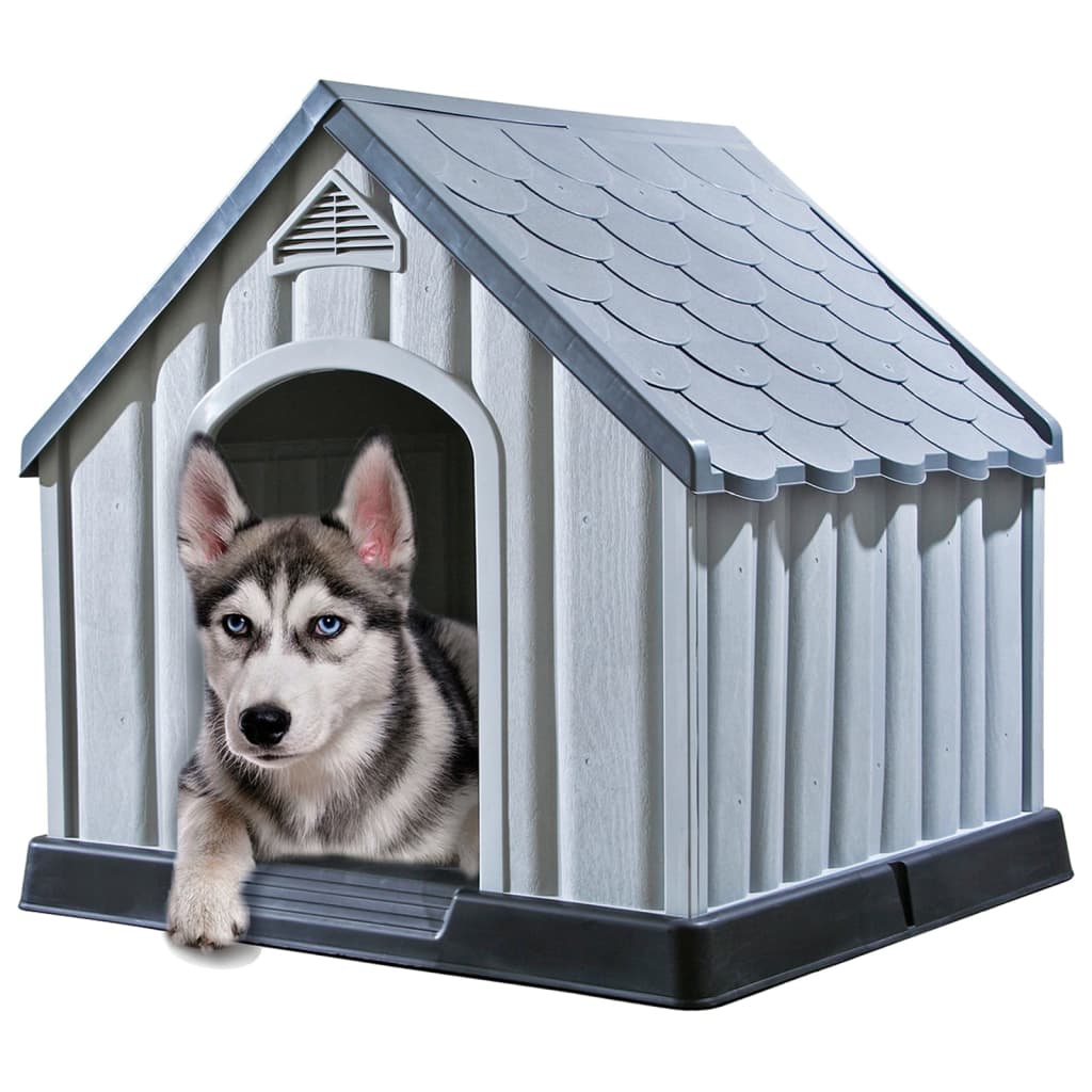 Hundehütte Grau 92x87x91 cm Kunststoff Hundehütte Grau 92x87x91 cm Kunststoff