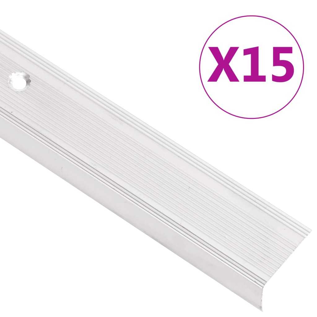 Treppenkantenprofile in L-Form 15 Stk. Aluminium 100 cm Silbern Treppenkantenprofile in L-Form 15 Stk. Aluminium 100 cm Silbern