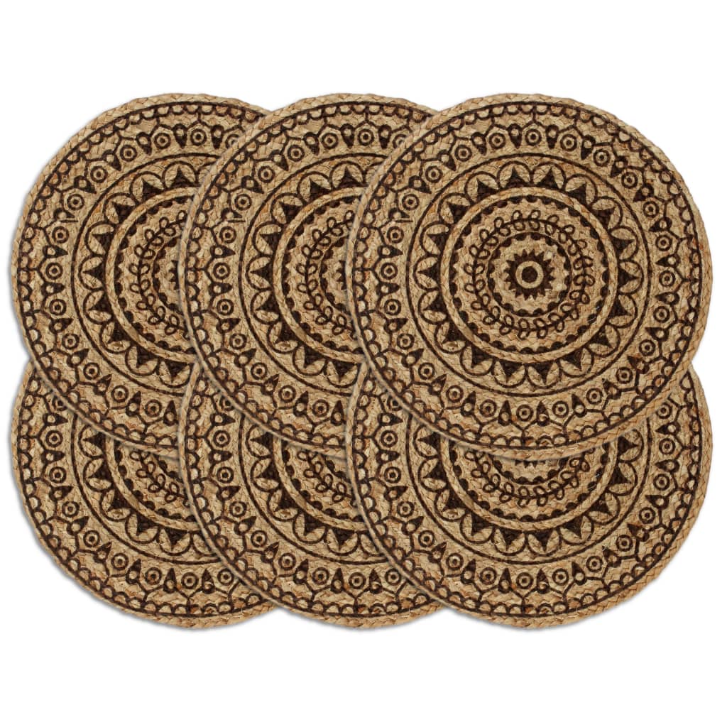 Tischsets 6 Stk. Dunkelbraun 38 cm Rund Jute Tischsets 6 Stk. Dunkelbraun 38 cm Rund Jute