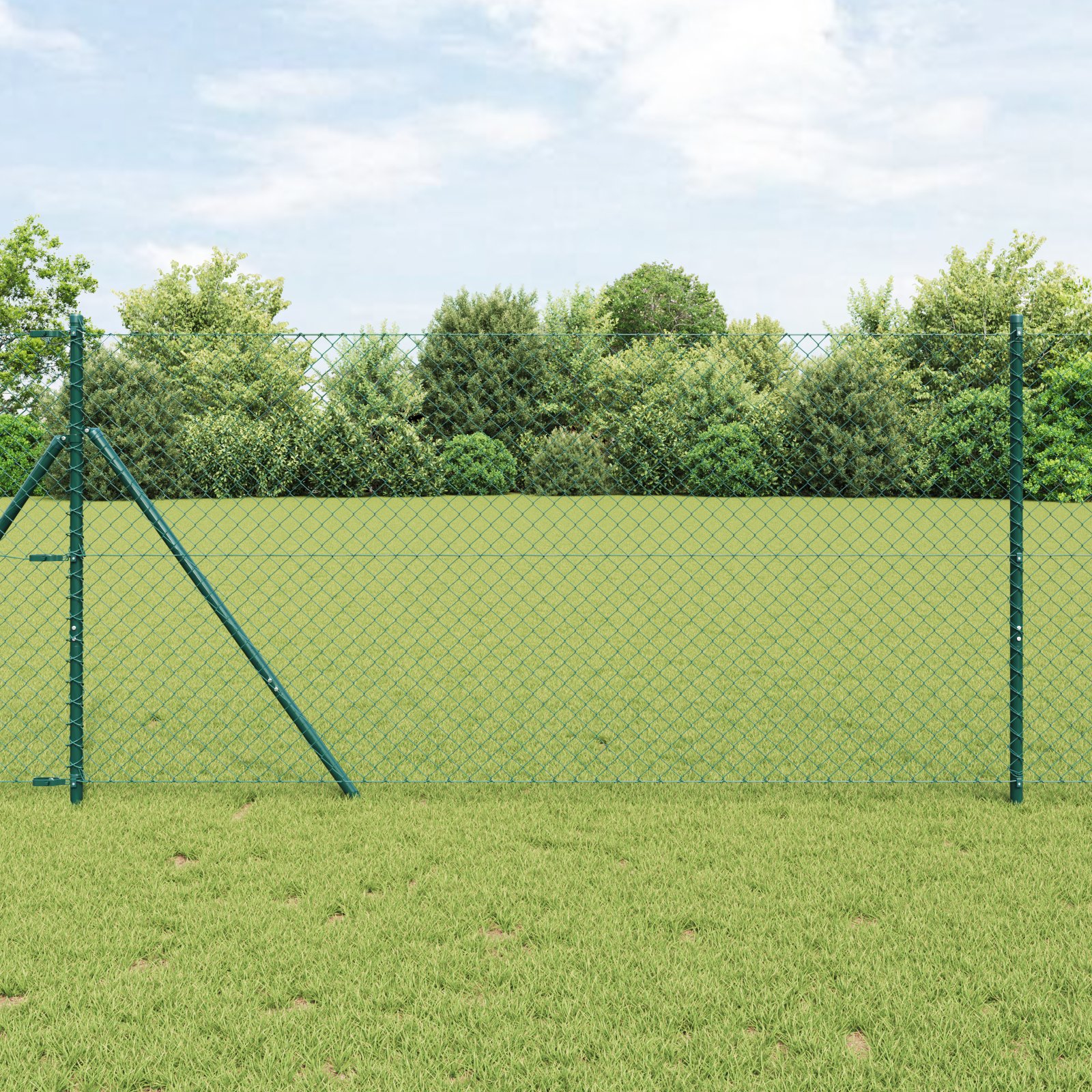 Drahtzaun mit 7 Pfosten 1,2x10 m verzinkter Stahl grün Drahtzaun mit 7 Pfosten 1,2x10 m verzinkter Stahl grün