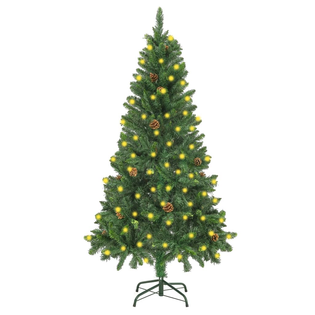 Künstlicher Weihnachtsbaum mit Beleuchtung & Zapfen Grün 150 cm Künstlicher Weihnachtsbaum mit Beleuchtung & Zapfen Grün 150 cm