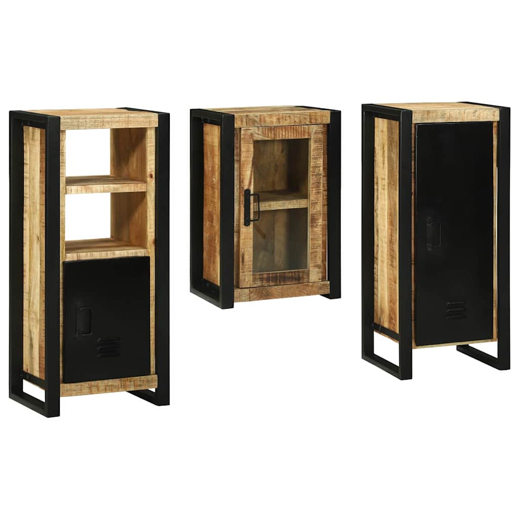 Badezimmermöbel Set mit Tür 3 pcs Braun Massives Mango-Holz Badezimmermöbel Set mit Tür 3 pcs Braun Massives Mango-Holz