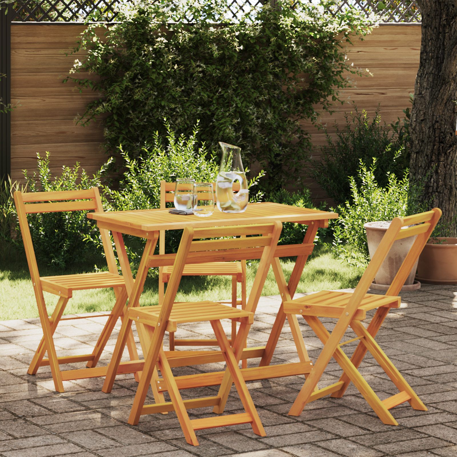5-teiliges Klapp-Bistro Set aus solidem Akazienholz 5-teiliges Klapp-Bistro Set aus solidem Akazienholz