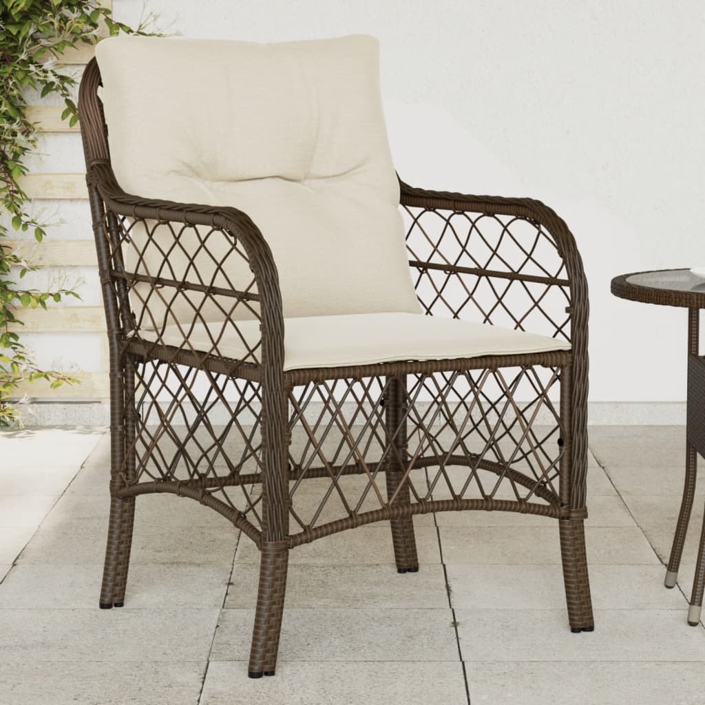 Gartenstühle mit Kissen 2 Stk. Braun Poly Rattan Gartenstühle mit Kissen 2 Stk. Braun Poly Rattan