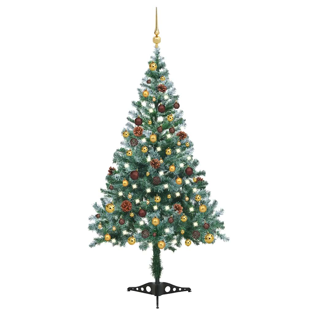 Künstlicher Weihnachtsbaum mit Beleuchtung Kugeln Zapfen 150 cm Künstlicher Weihnachtsbaum mit Beleuchtung Kugeln Zapfen 150 cm