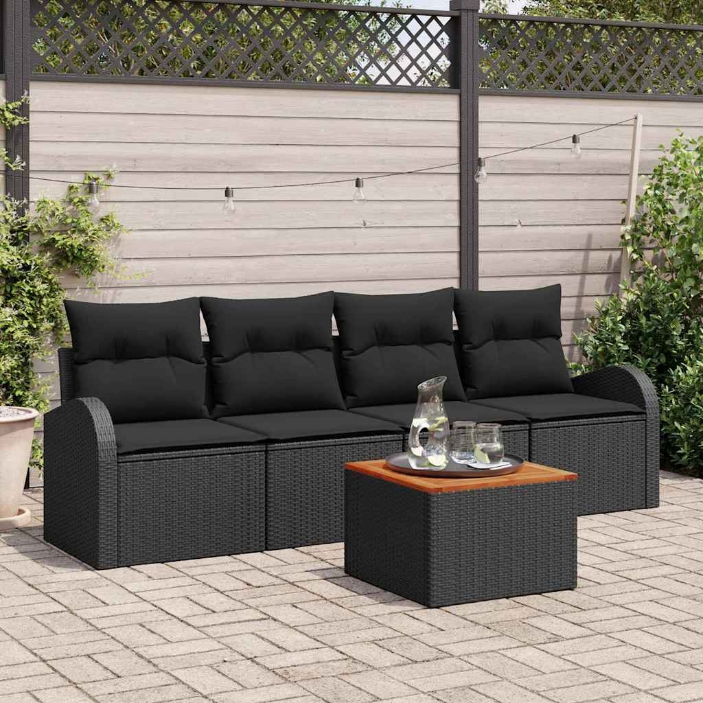 Garten-Sofa-Set 5 pcs Schwarz Garten-Sofa-Set 5 pcs Schwarz