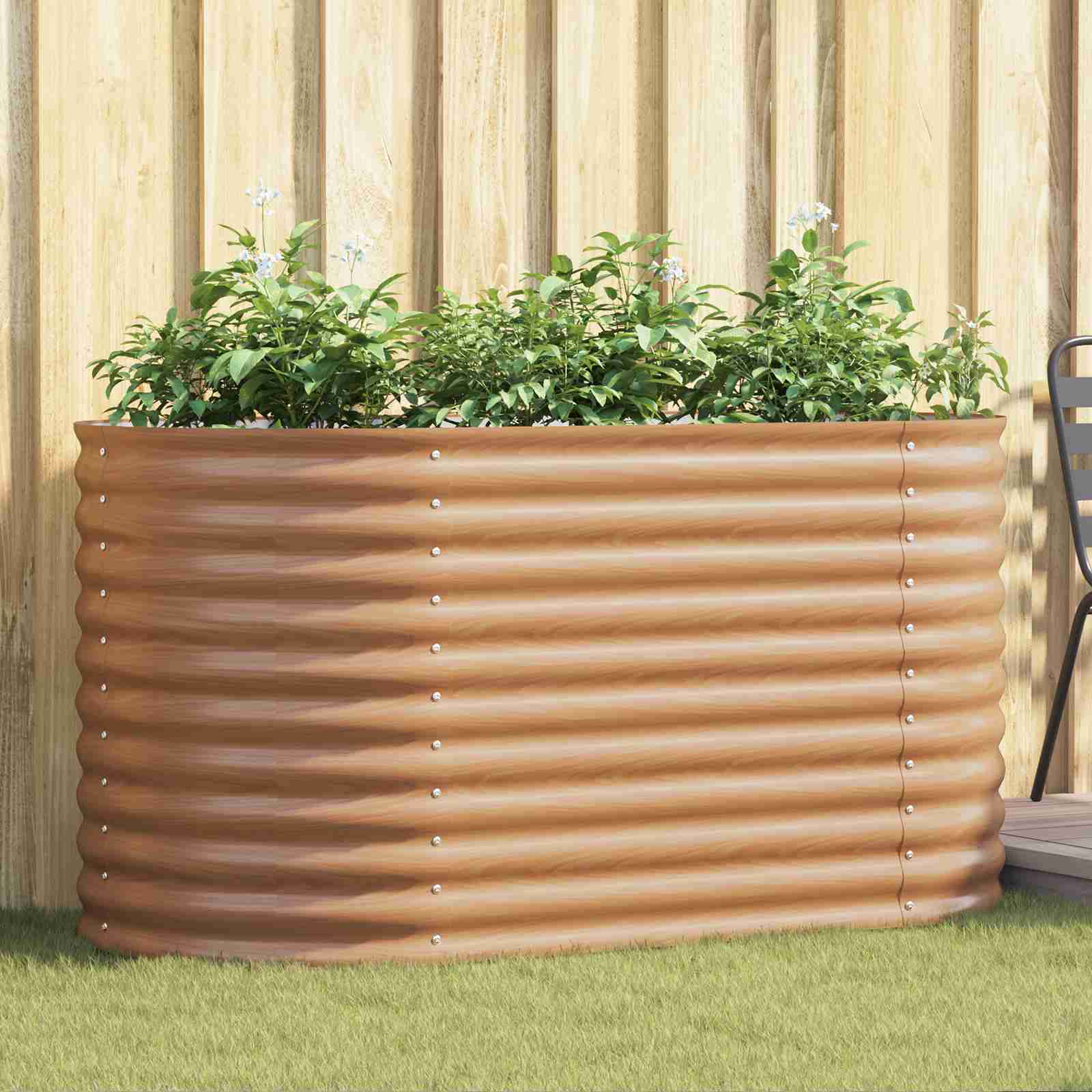 Hochbeet Braun mit Holzoptik 160x80x81 cm Stahl Hochbeet Braun mit Holzoptik 160x80x81 cm Stahl