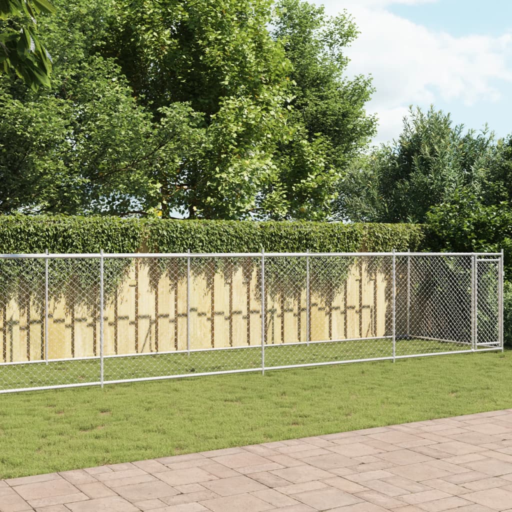 Hundezwinger mit Tür Grau 10x2x1,5 m Verzinkter Stahl Hundezwinger mit Tür Grau 10x2x1,5 m Verzinkter Stahl