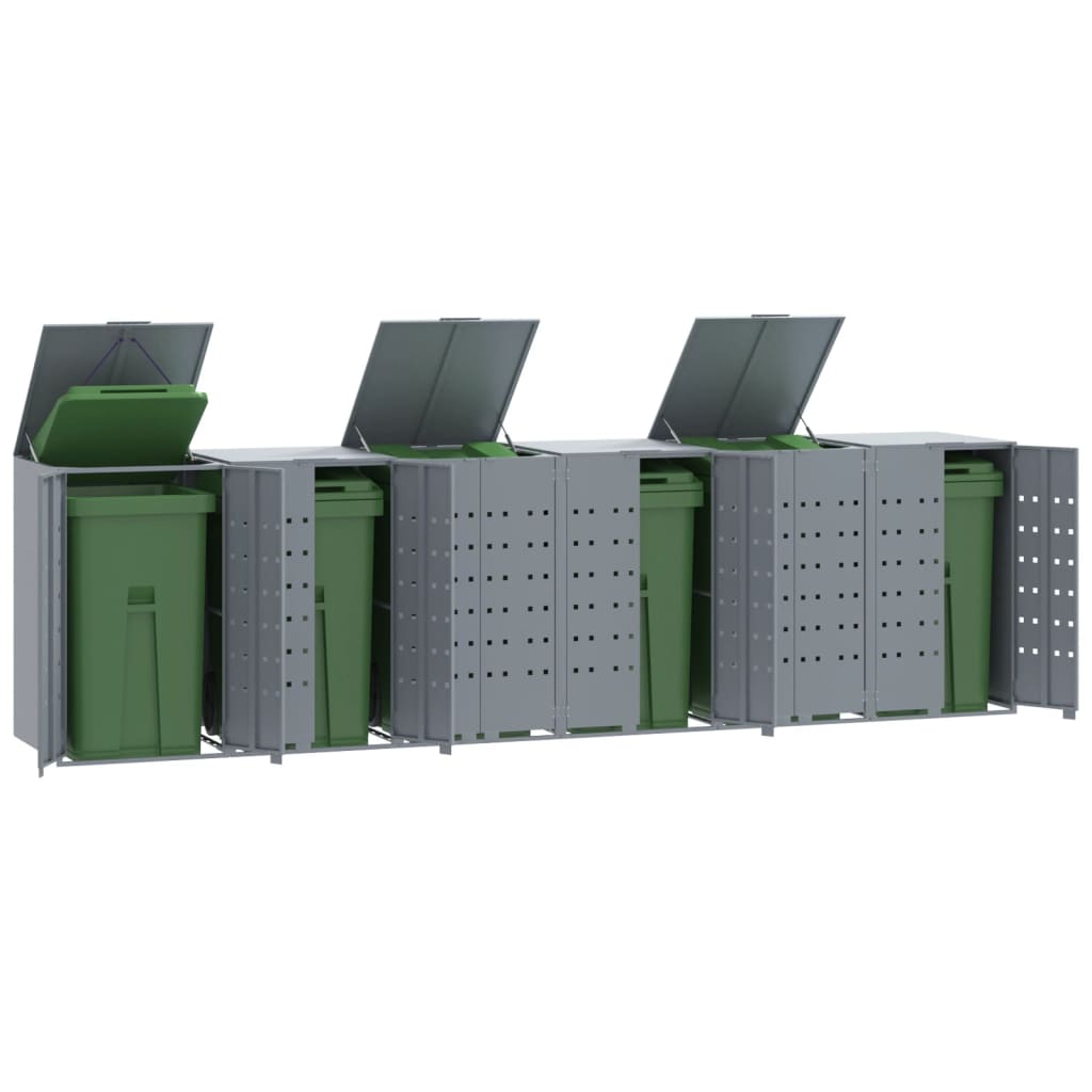 Mülltonnenbox für 6 Tonnen Grau 414x79x117 cm Stahl Mülltonnenbox für 6 Tonnen Grau 414x79x117 cm Stahl
