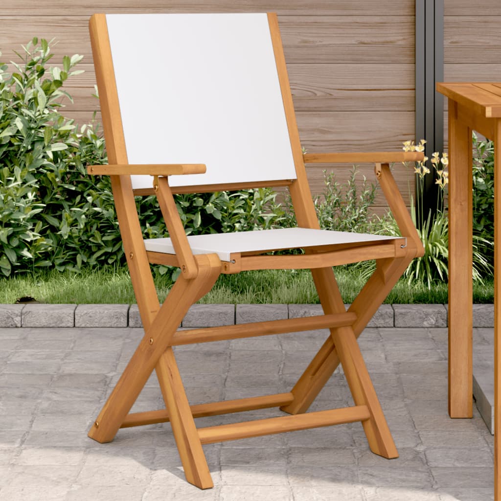 Gartenstühle 2 Stk. Cremeweiß Massivholz Akazie & Stoff Gartenstühle 2 Stk. Cremeweiß Massivholz Akazie & Stoff