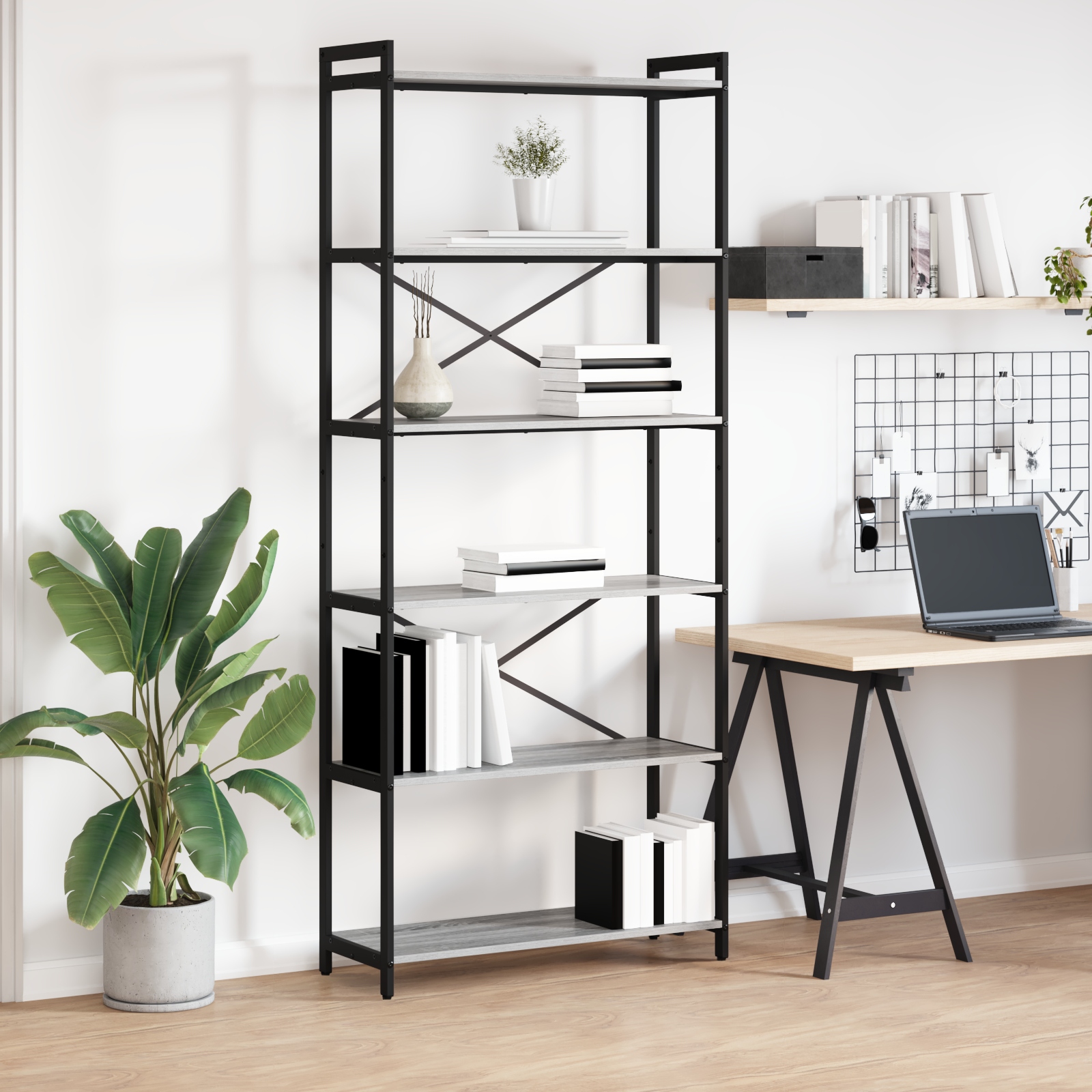 Bücherregal Grau Sonoma 80 x 30 x 188 cm Holzwerkstoff