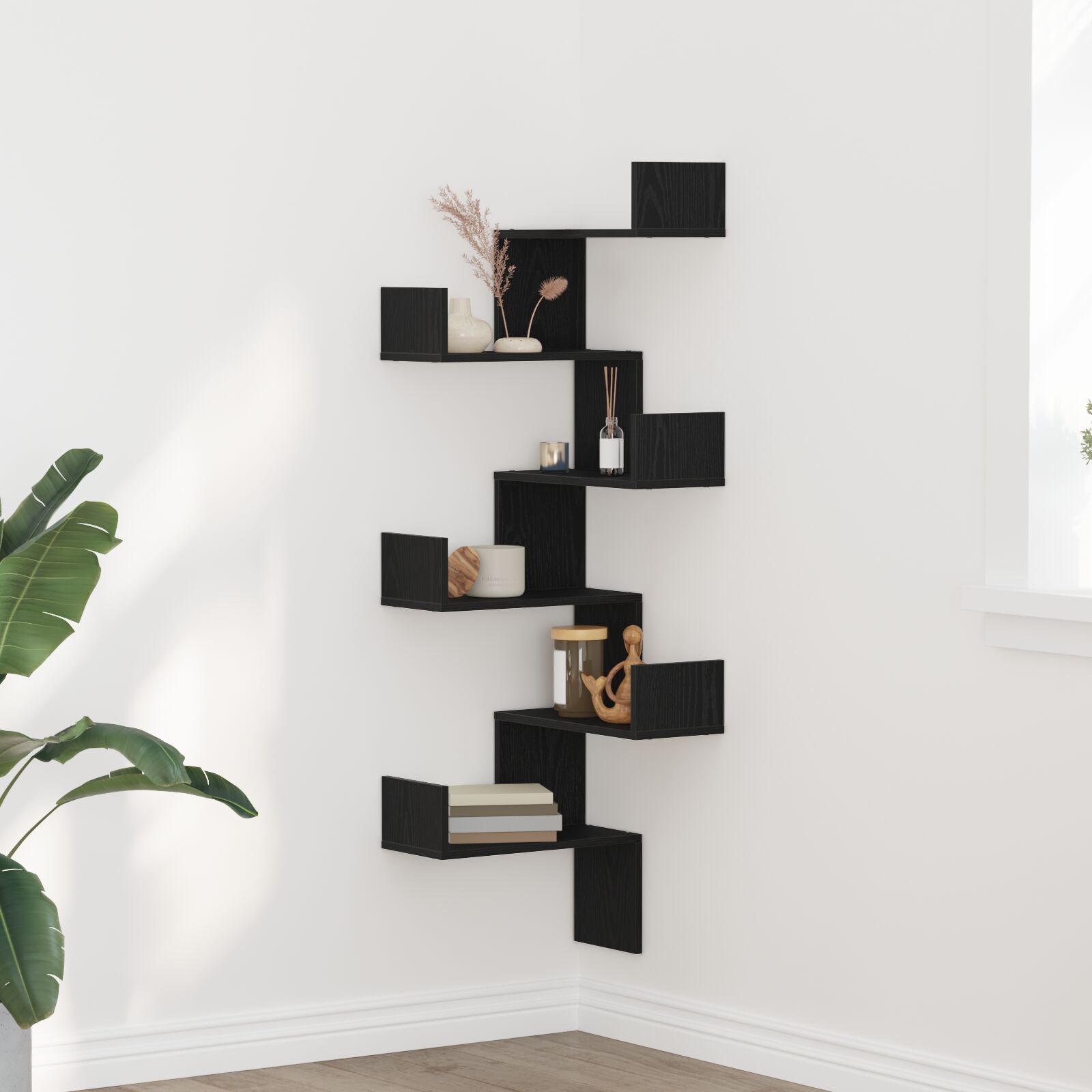 vidaXL Wandecke Regal Schwarze Eiche 45x45x147 cm Holzwerkstoff