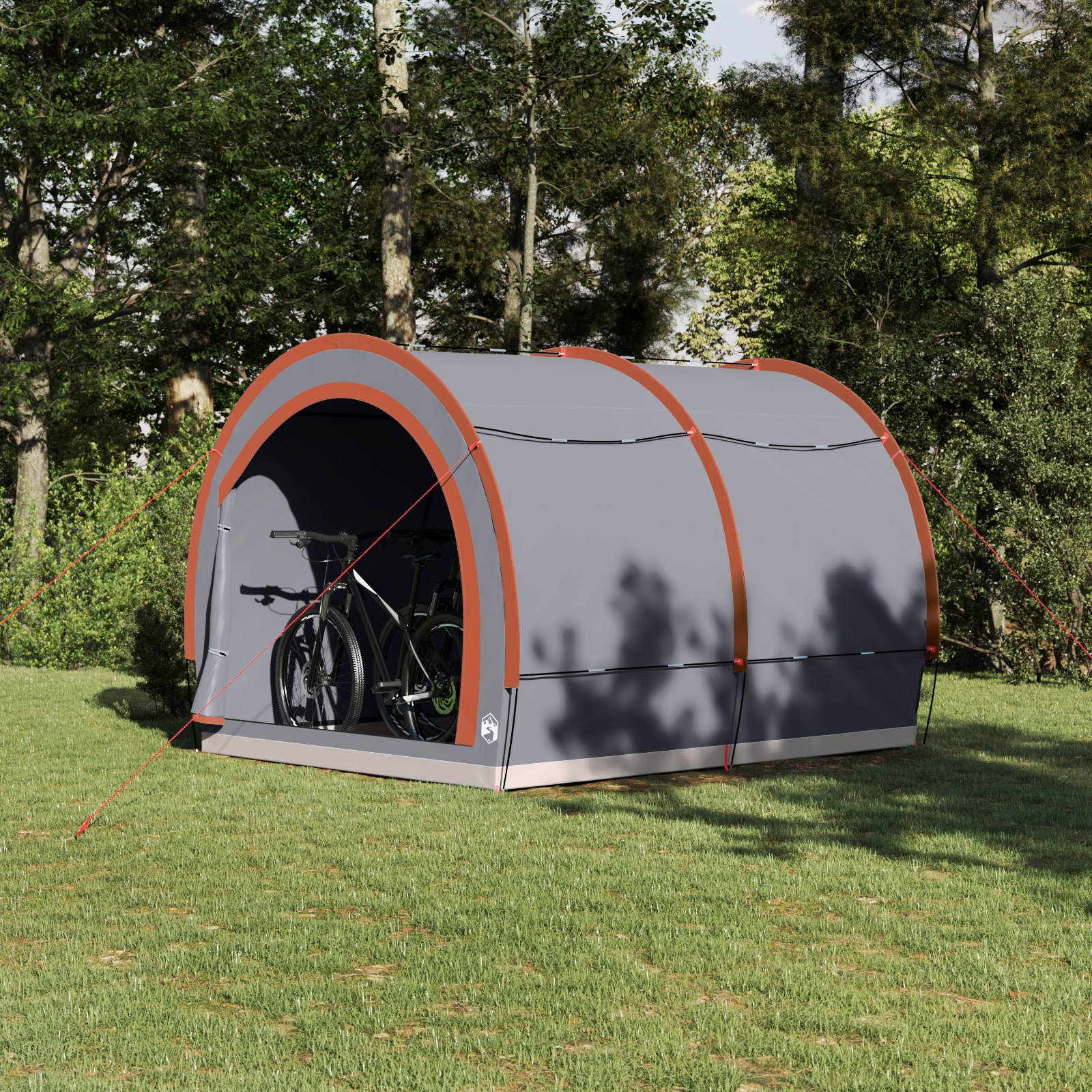 Fahrradgarage mit Dach mit Speicher Grau und Orange 256 x 222 x 182 cm Fahrradgarage mit Dach mit Speicher Grau und Orange 256 x 222 x 182 cm