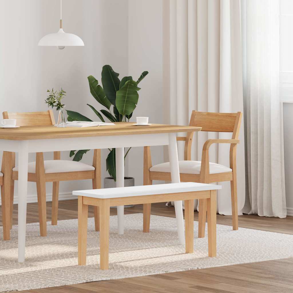 Bank 90 cm Weiß Massivholz Gummibaum Bank 90 cm Weiß Massivholz Gummibaum