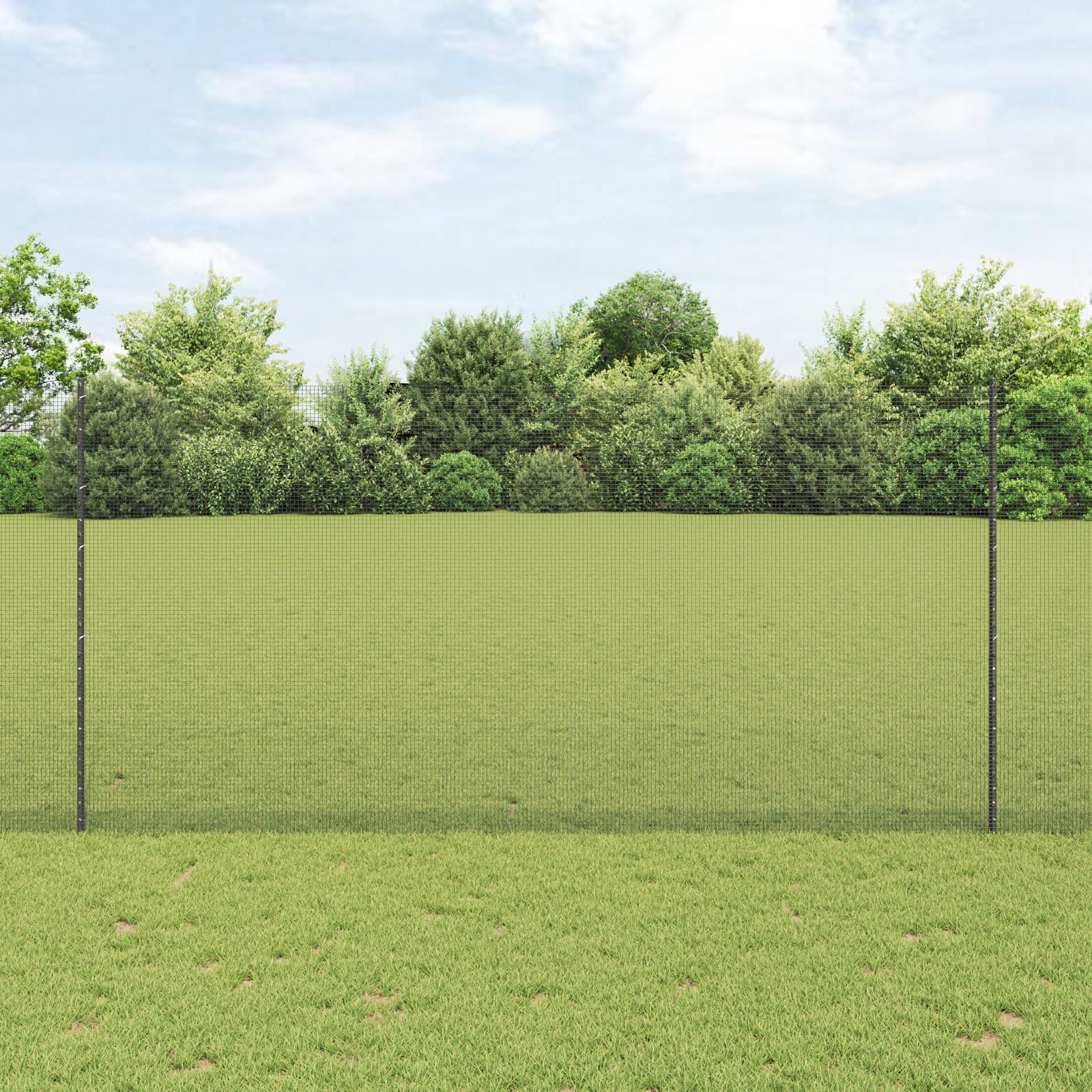 Geschweißter Drahtzaun mit 44 U-Posts Grau 1,5x50 m Stahl