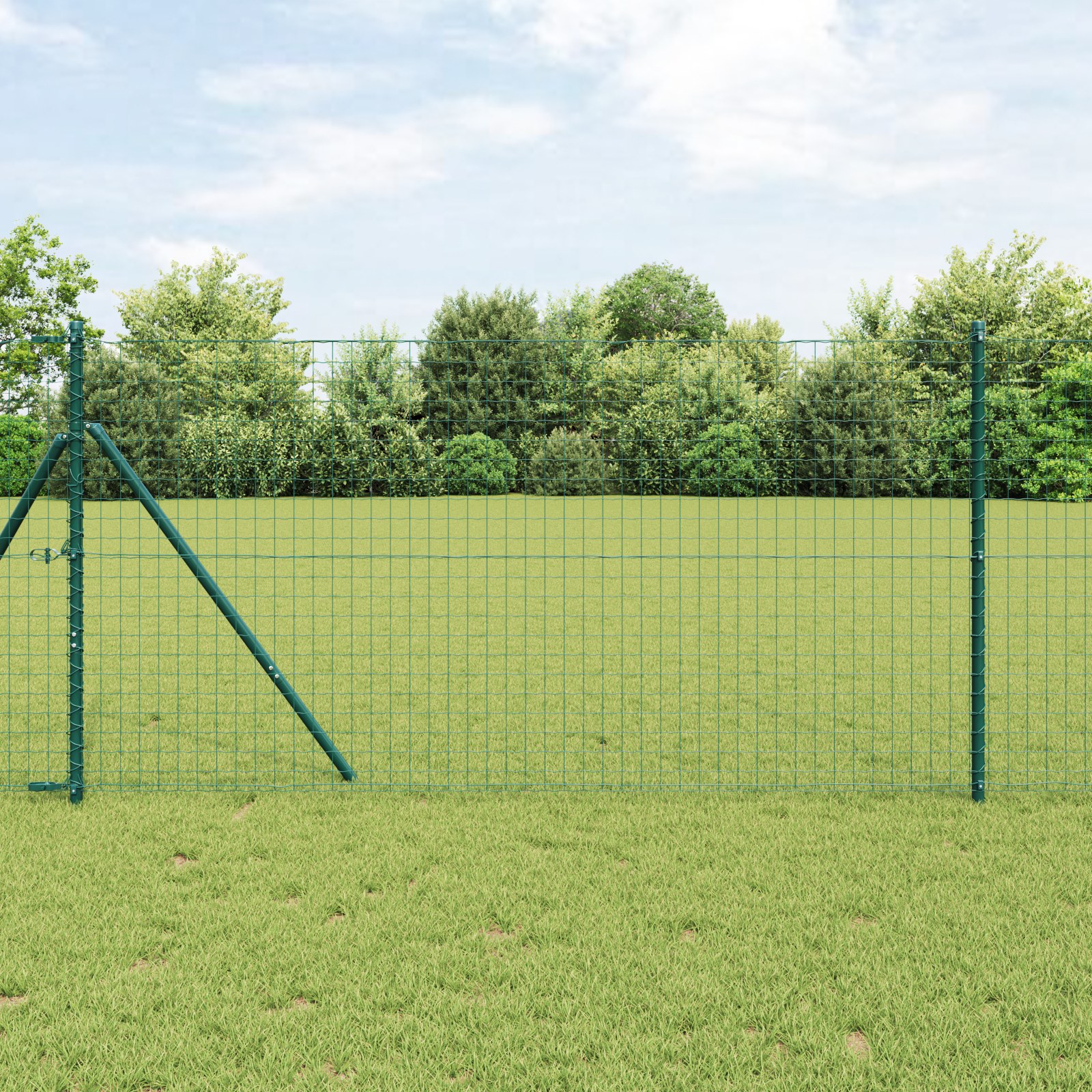Zaunpfosten 2 pcs Grün 140 cm Pulverbeschichteter Stahl