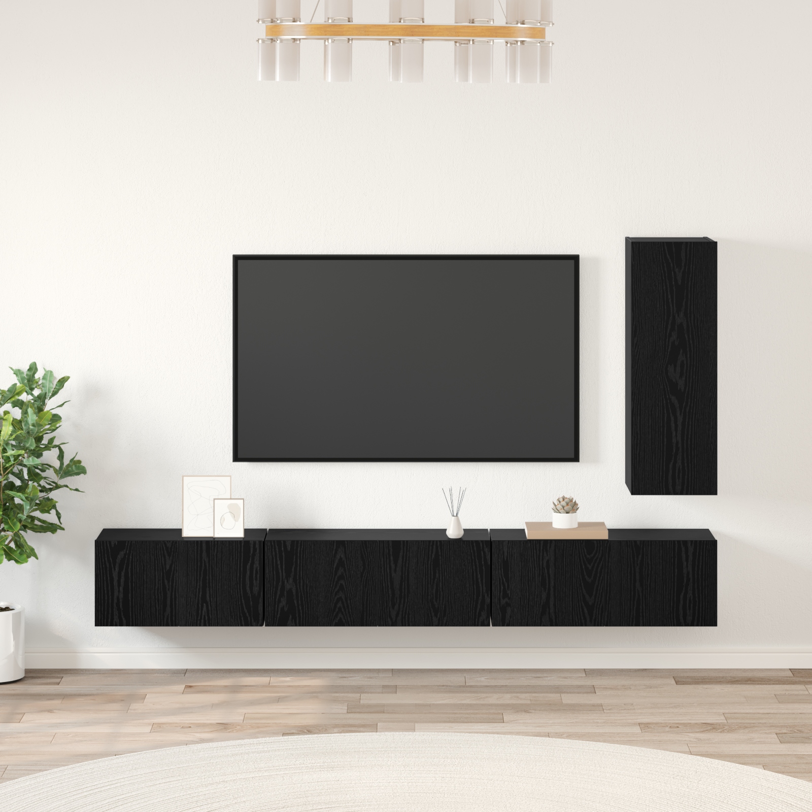 TV-Schrank-Set mit Regal Sonstiges 4 pcs Schwarz Eiche 30,5 x 30 x 90 cm TV-Schrank-Set mit Regal Sonstiges 4 pcs Schwarz Eiche 30,5 x 30 x 90 cm