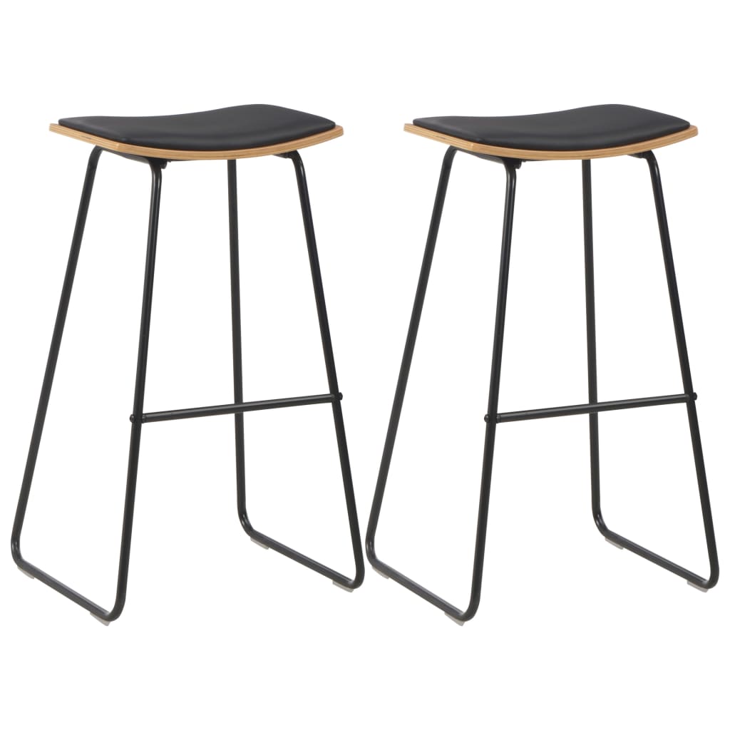 Barhocker 2 Stk. Schwarz Kunstleder Barhocker 2 Stk. Schwarz Kunstleder