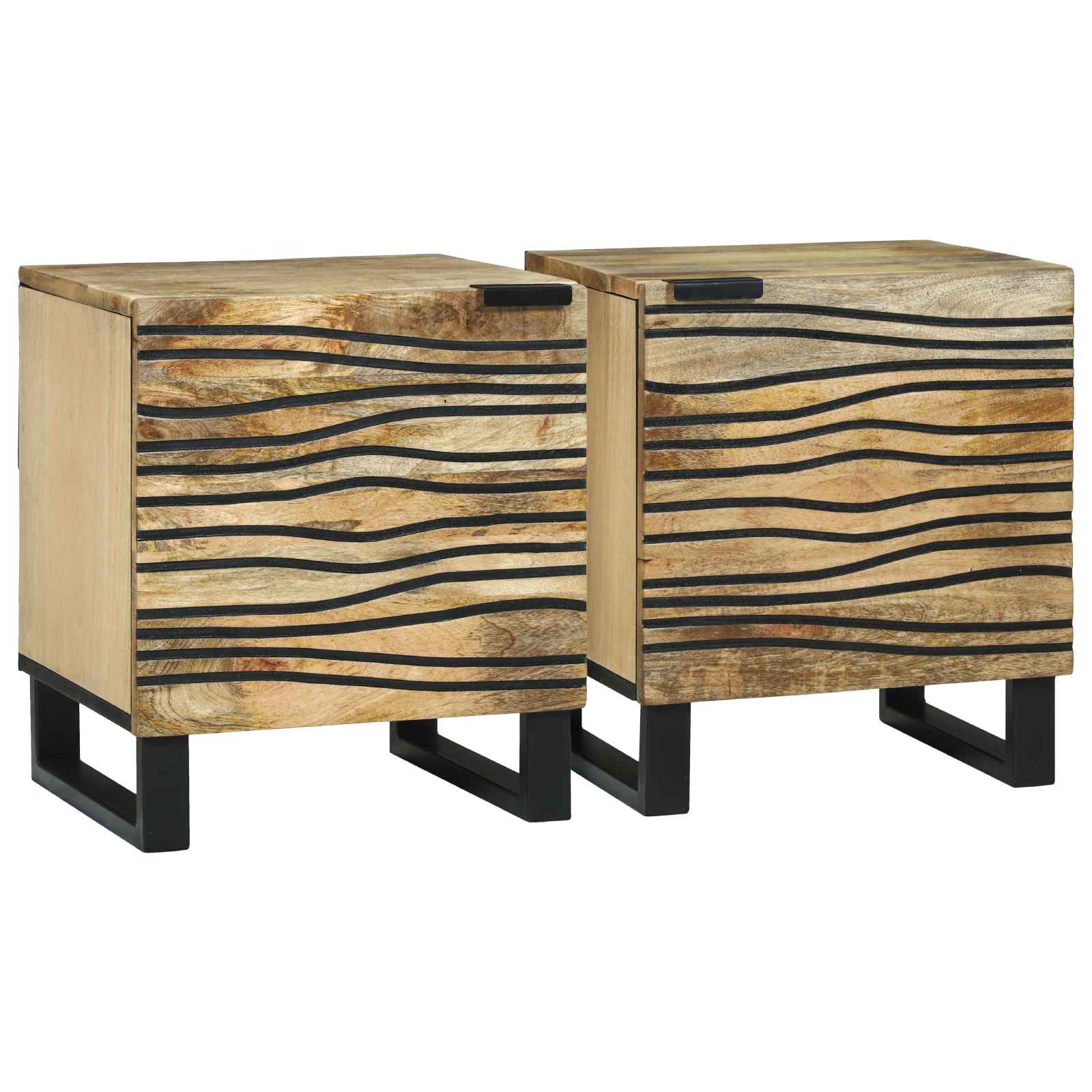Nachttische 2 Stück 40x33.5x46 cm Massivholz Mango Nachttische 2 Stück 40x33.5x46 cm Massivholz Mango