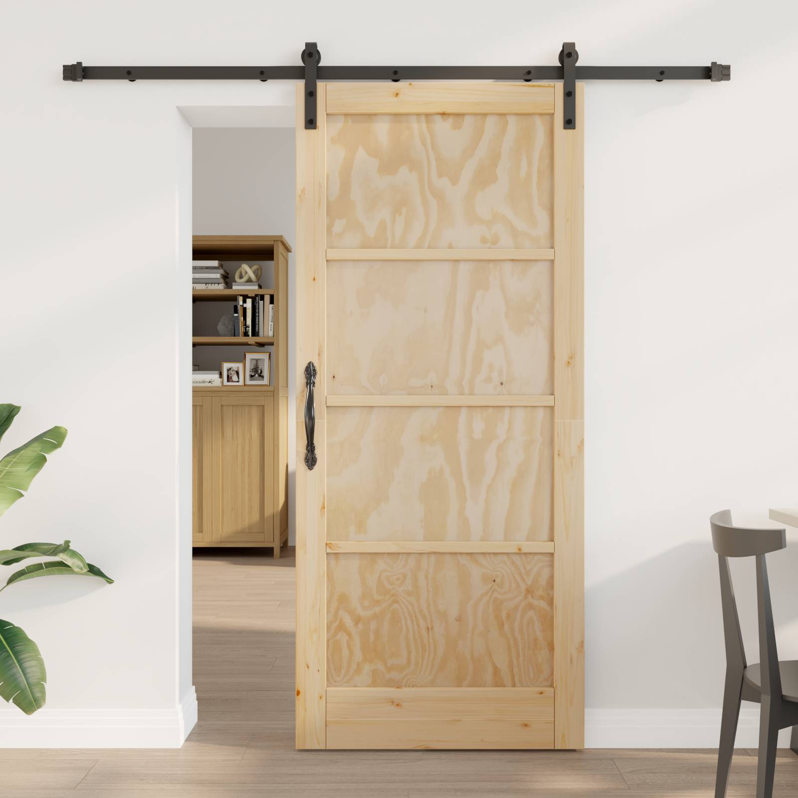 Schiebetür mit Hardware-Set 86x198,5 cm aus solidem Kiefernholz Schiebetür mit Hardware-Set 86x198,5 cm aus solidem Kiefernholz