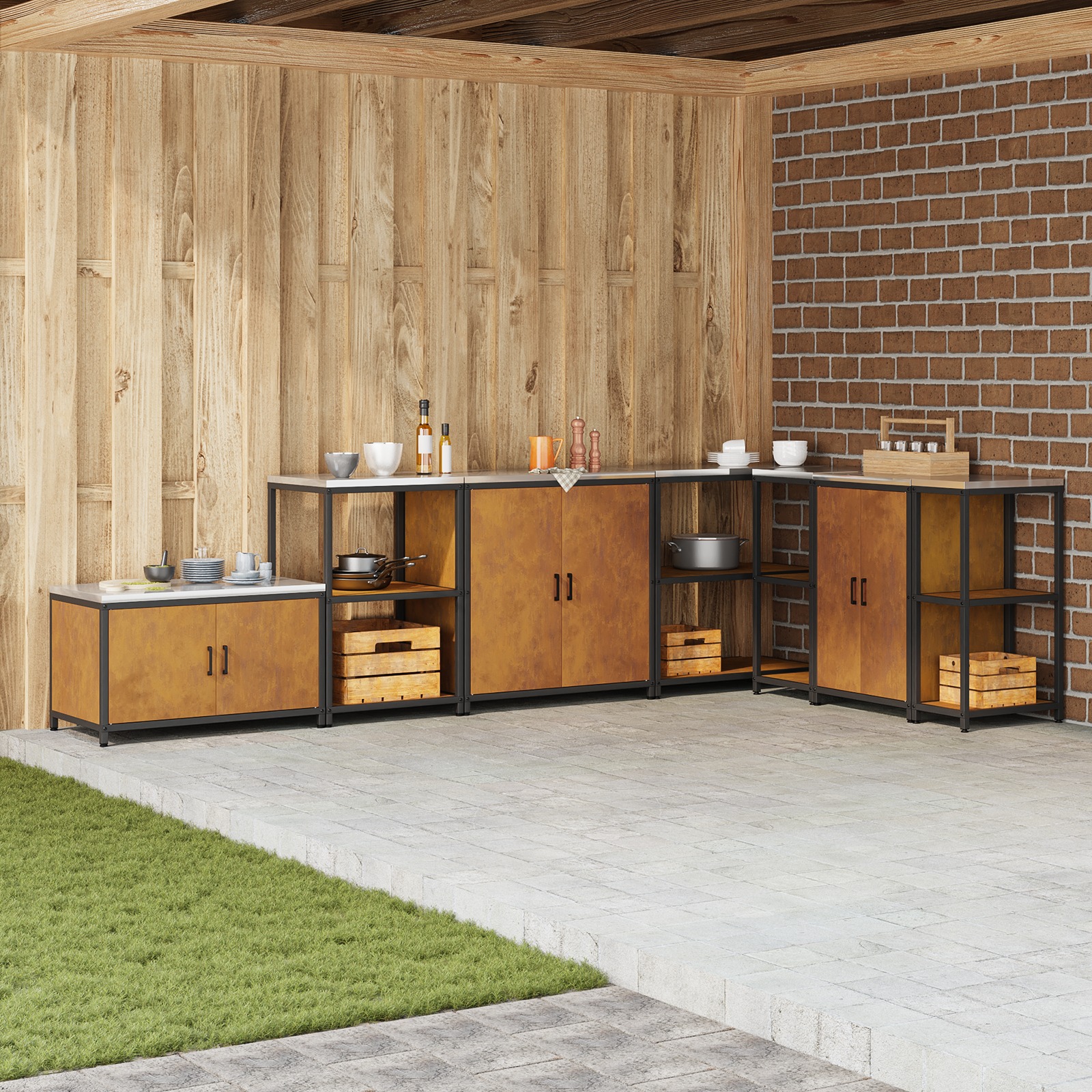Küchenlagerregal mit Regal Rostig 60 x 50 x 92 cm Wetterstahl Küchenlagerregal mit Regal Rostig 60 x 50 x 92 cm Wetterstahl