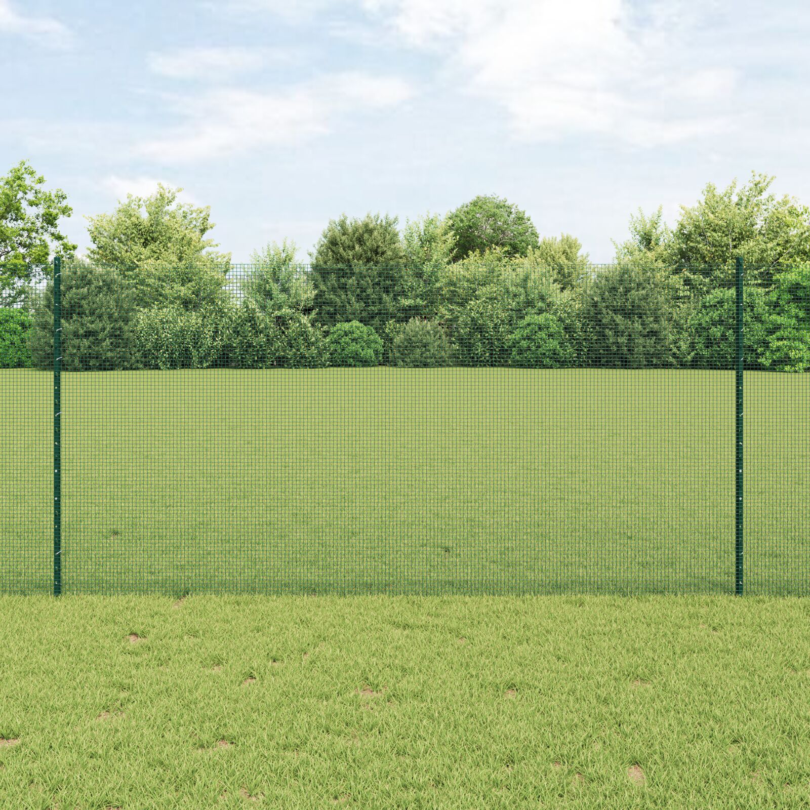 Maschendrahtzaun mit 5 U-Pfosten Grün 1,2x10 m Stahl