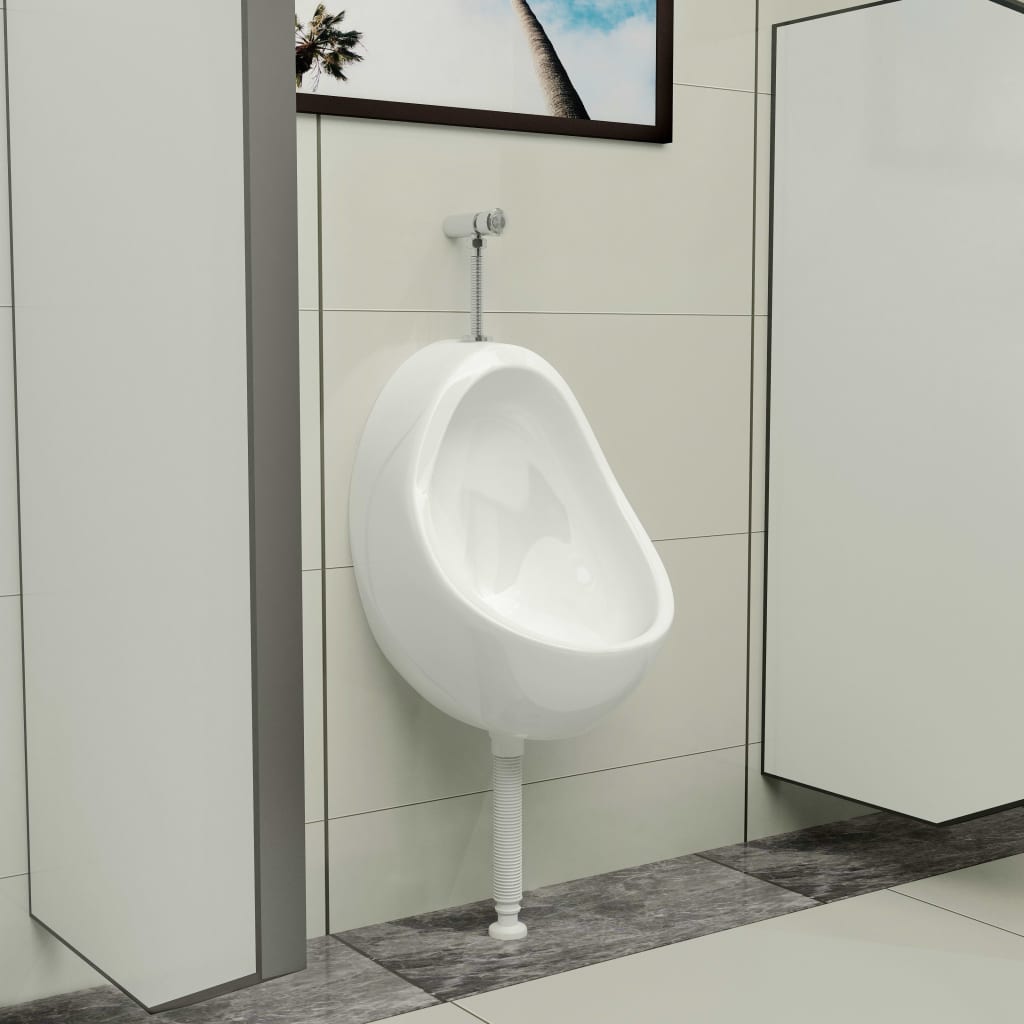 Wandurinal mit Spülventil Keramik Weiß Wandurinal mit Spülventil Keramik Weiß