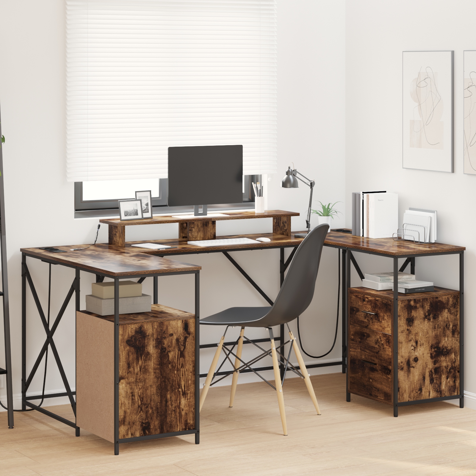 Schreibtisch Rauch-Eiche 182 x 101 x 87,5 cm Holzwerkstoff Schreibtisch Rauch-Eiche 182 x 101 x 87,5 cm Holzwerkstoff