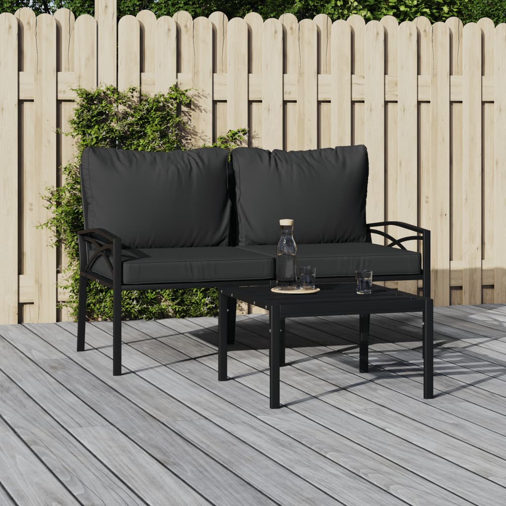 Gartenstühle mit Grauen Kissen 2 Stk. 62x75x79 cm Stahl Gartenstühle mit Grauen Kissen 2 Stk. 62x75x79 cm Stahl