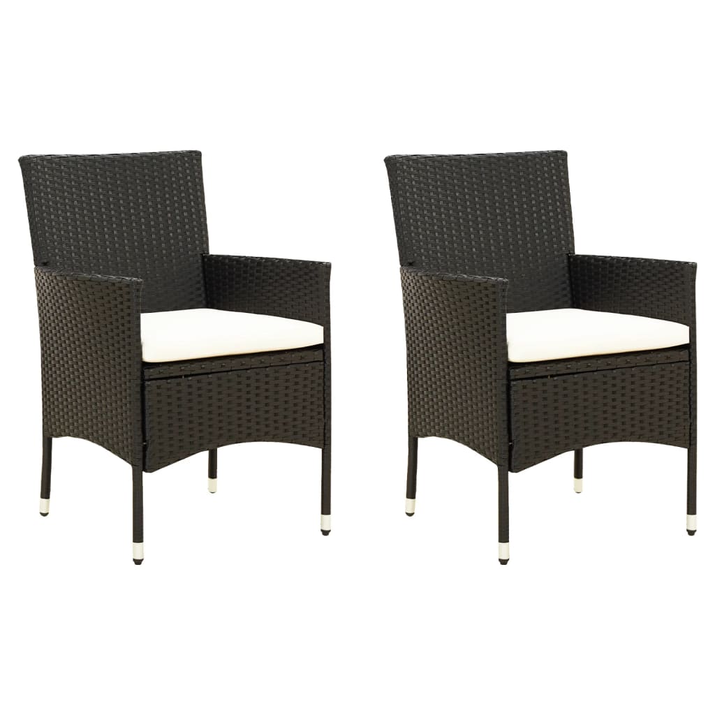 Gartenstühle mit Kissen 2 Stk. Poly Rattan Schwarz Gartenstühle mit Kissen 2 Stk. Poly Rattan Schwarz