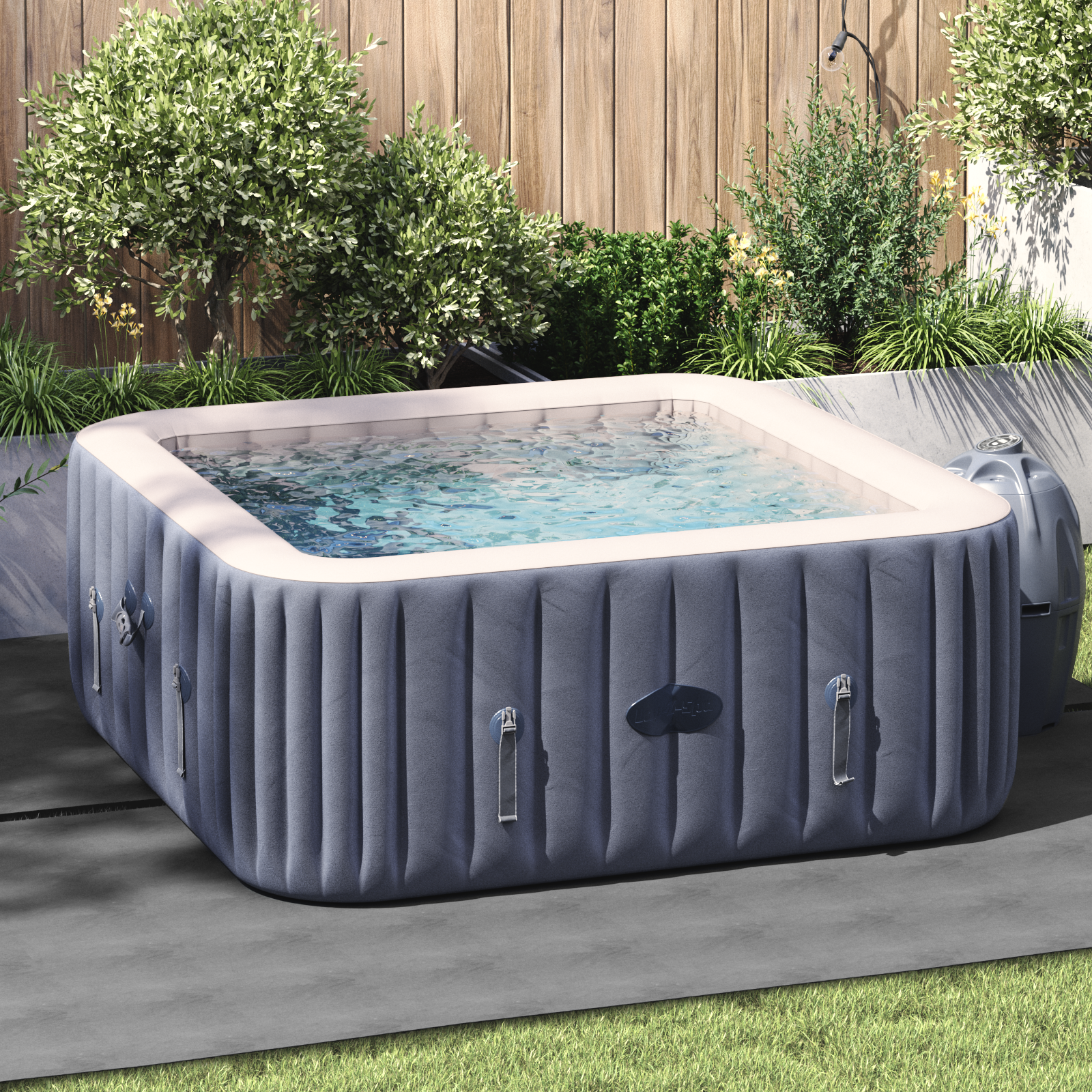Quadratische Poolabdeckung Hellgrau Polyester 274 x 274 cm Quadratische Poolabdeckung Hellgrau Polyester 274 x 274 cm