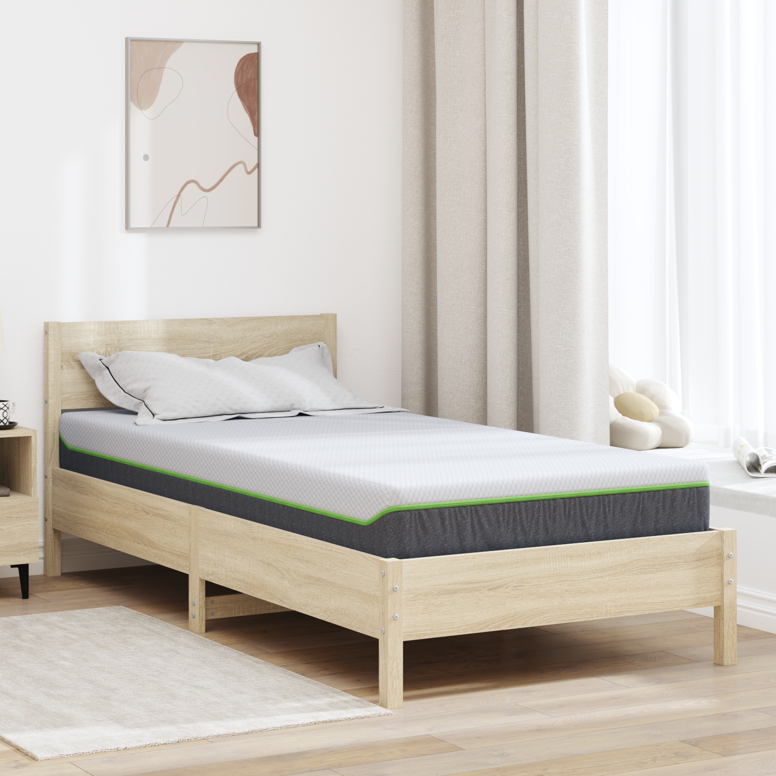 Matratzen Weiß, Grau 90 x 200 cm 100% Polyester Jacquardstoff