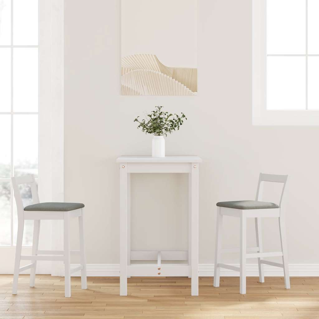 Barhocker mit Kissen 2 Stk. Weiß Massivholz Gummibaum Barhocker mit Kissen 2 Stk. Weiß Massivholz Gummibaum