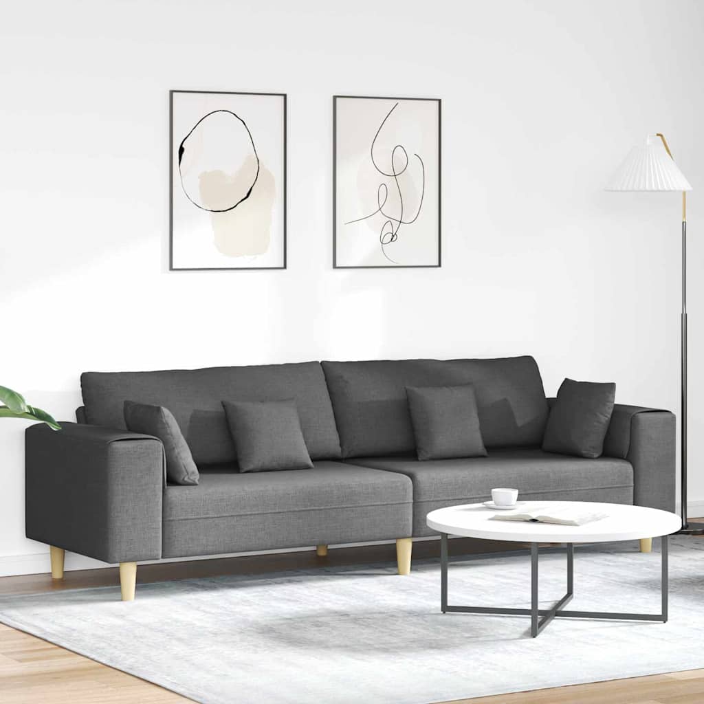Stoffsofa mit Kissen Dunkelgrau 208 cm Stoff Stoffsofa mit Kissen Dunkelgrau 208 cm Stoff