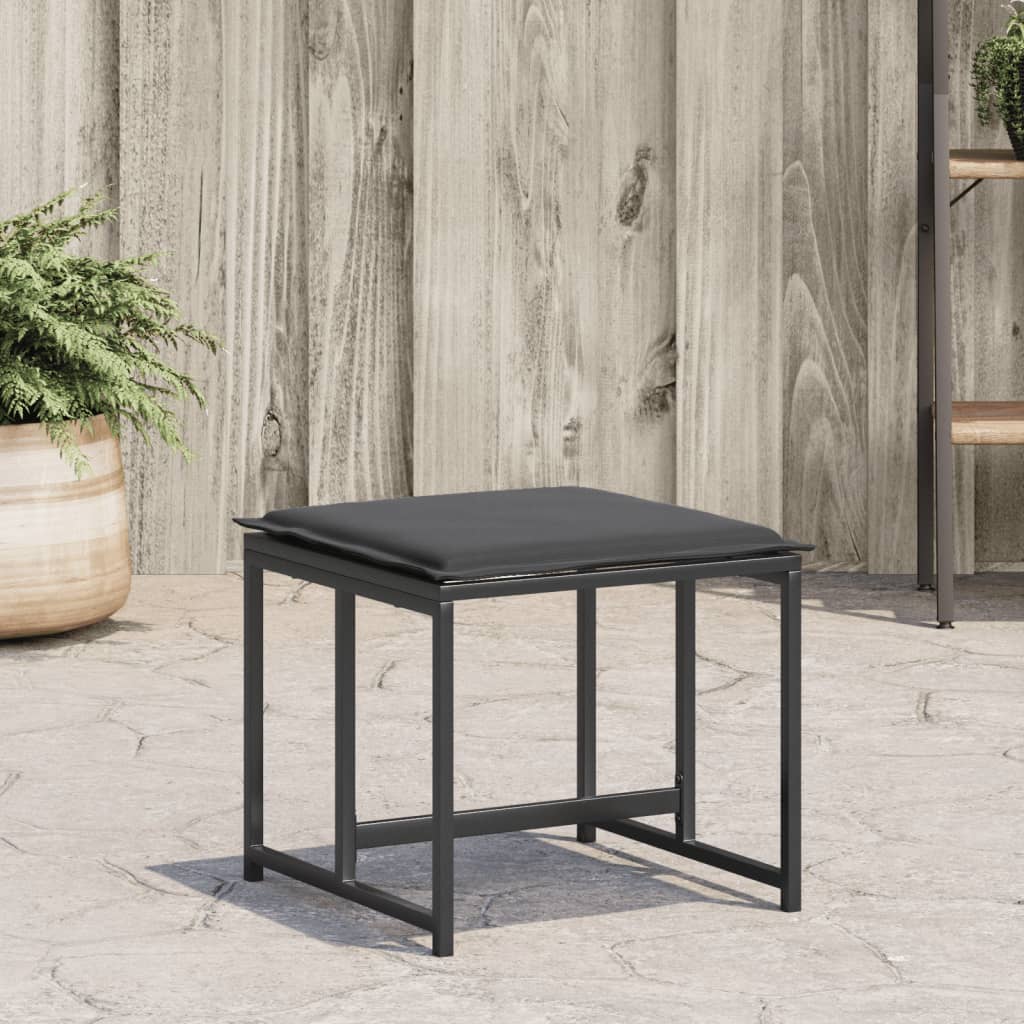Gartenhocker mit Kissen 4 Stk. Schwarz Stahl und Textilene Gartenhocker mit Kissen 4 Stk. Schwarz Stahl und Textilene