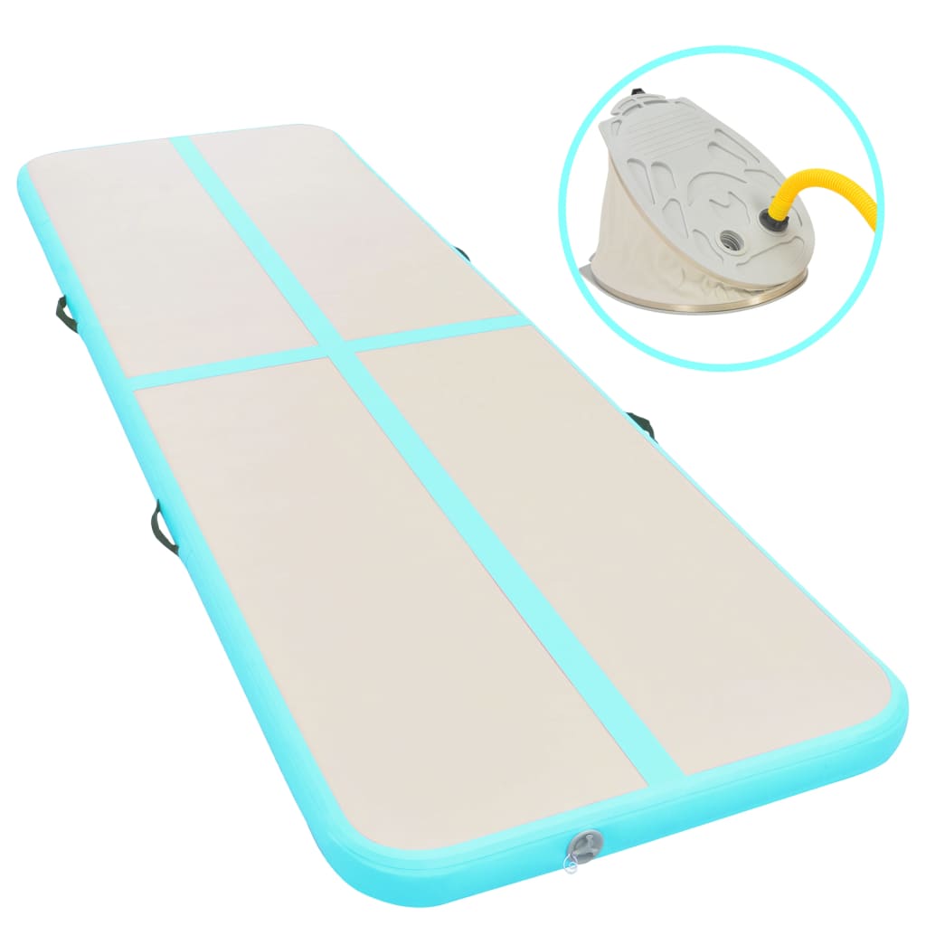 Aufblasbare Gymnastikmatte mit Pumpe 300x100x10 cm PVC Grün Aufblasbare Gymnastikmatte mit Pumpe 300x100x10 cm PVC Grün