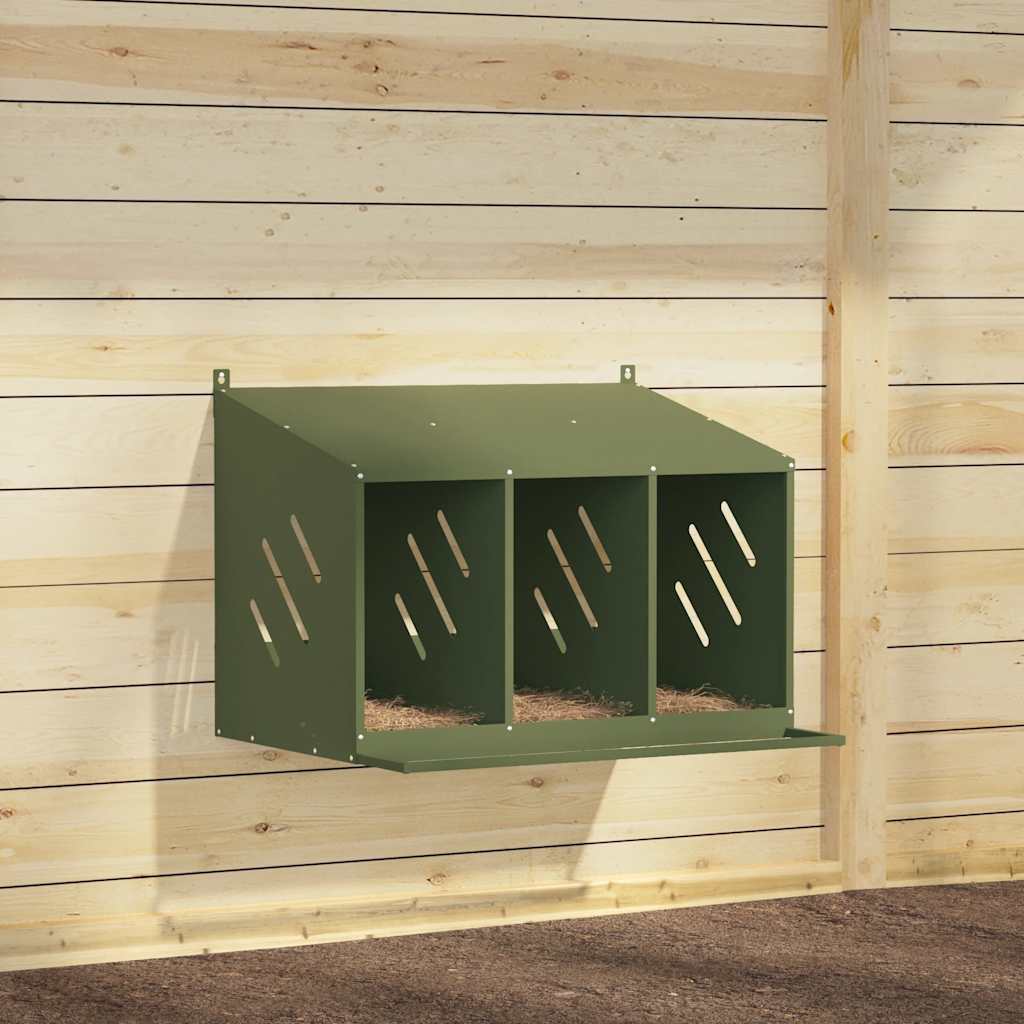Hühner-Nistkasten mit 3 Fächern Olivgrün Metall Hühner-Nistkasten mit 3 Fächern Olivgrün Metall