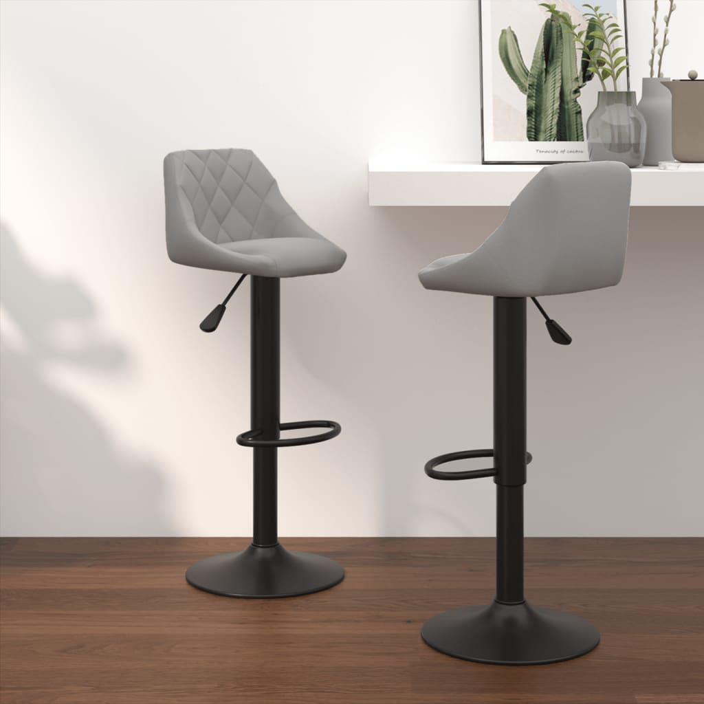 Barhocker 2 Stk. Hellgrau Samt Barhocker 2 Stk. Hellgrau Samt