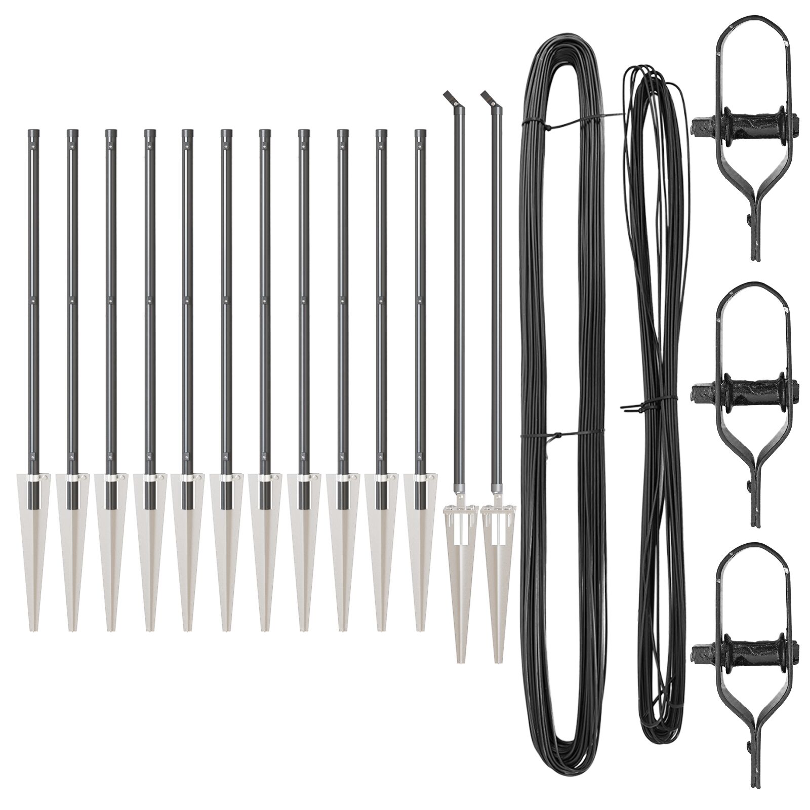 Pfosten mit Spitze 13 Stück Ø32 mm 120 cm Verzinkter Stahl