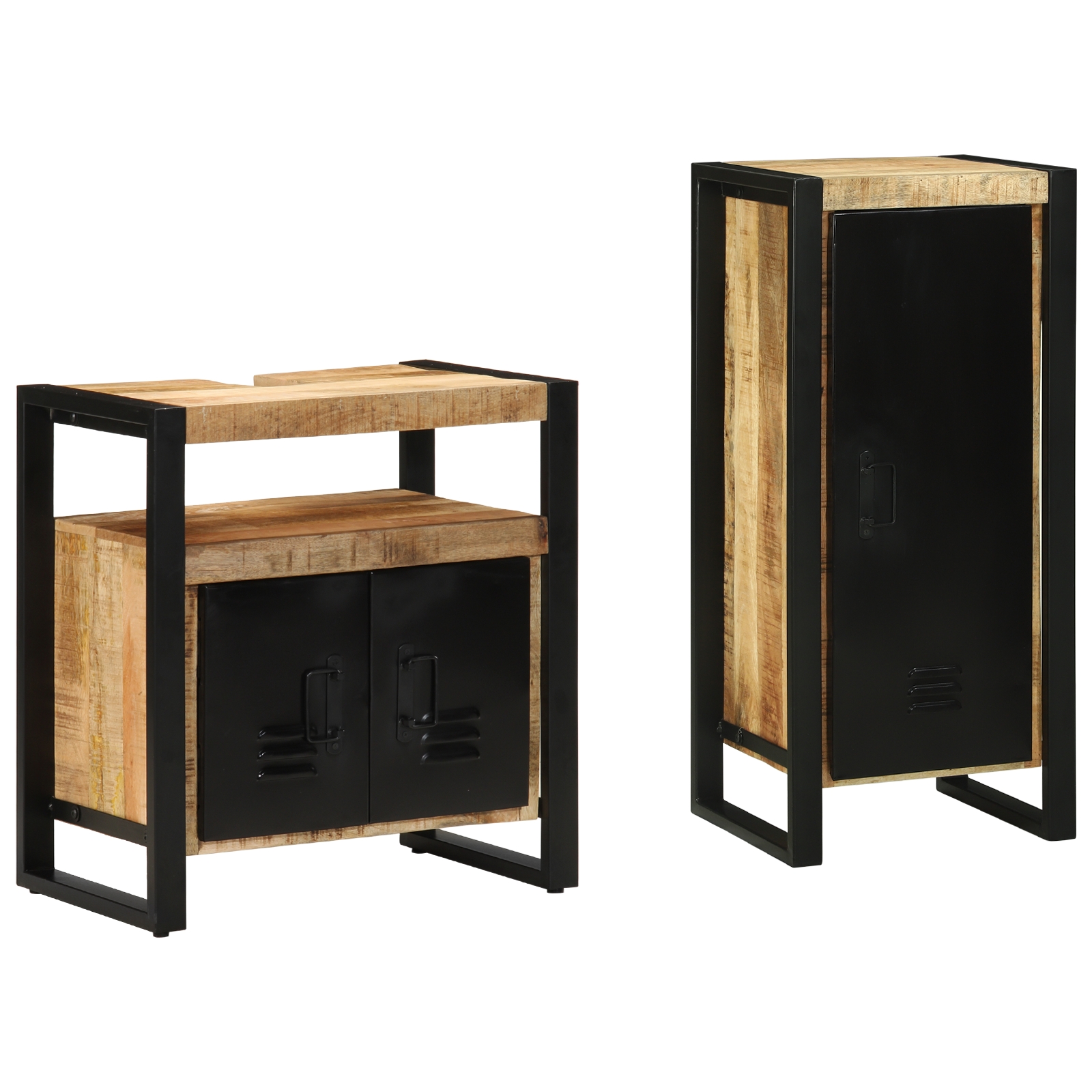 Badezimmermöbel Set mit Regal 2 pcs Braun Massives Mango-Holz Badezimmermöbel Set mit Regal 2 pcs Braun Massives Mango-Holz