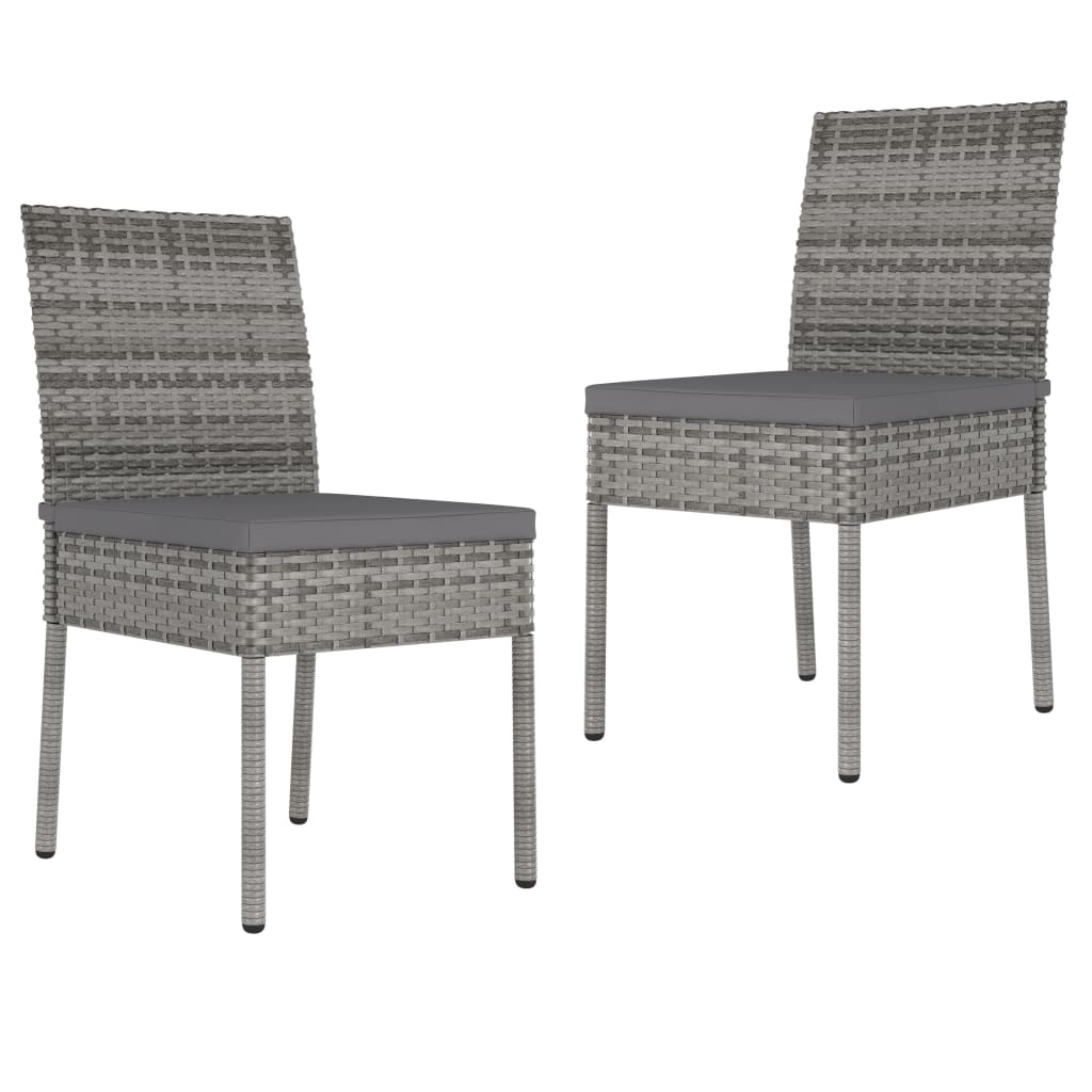 Garten-Essstühle 2 Stk. Poly Rattan Grau Garten-Essstühle 2 Stk. Poly Rattan Grau