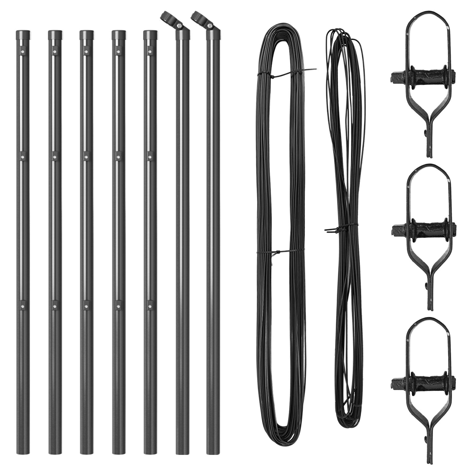 Zaunpfosten 7 Stück Grau Ø32 mm 80 cm Verzinkter Stahl
