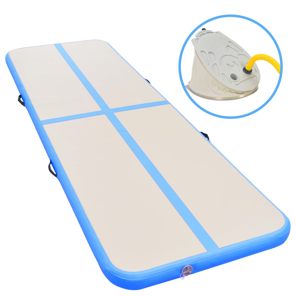 Aufblasbare Gymnastikmatte mit Pumpe 500x100x10 cm PVC Blau Aufblasbare Gymnastikmatte mit Pumpe 500x100x10 cm PVC Blau